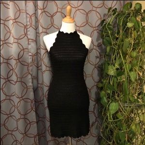 Stolen Hearts Black Crochet Halter Tie Dress Size M/L